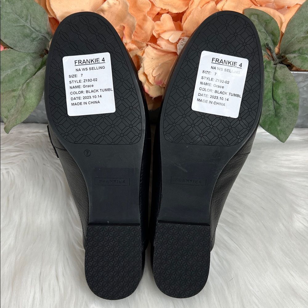 Frankie4 podiatrist recommended Black Leather Backless Chain Loafers - Picture 7 of 8
